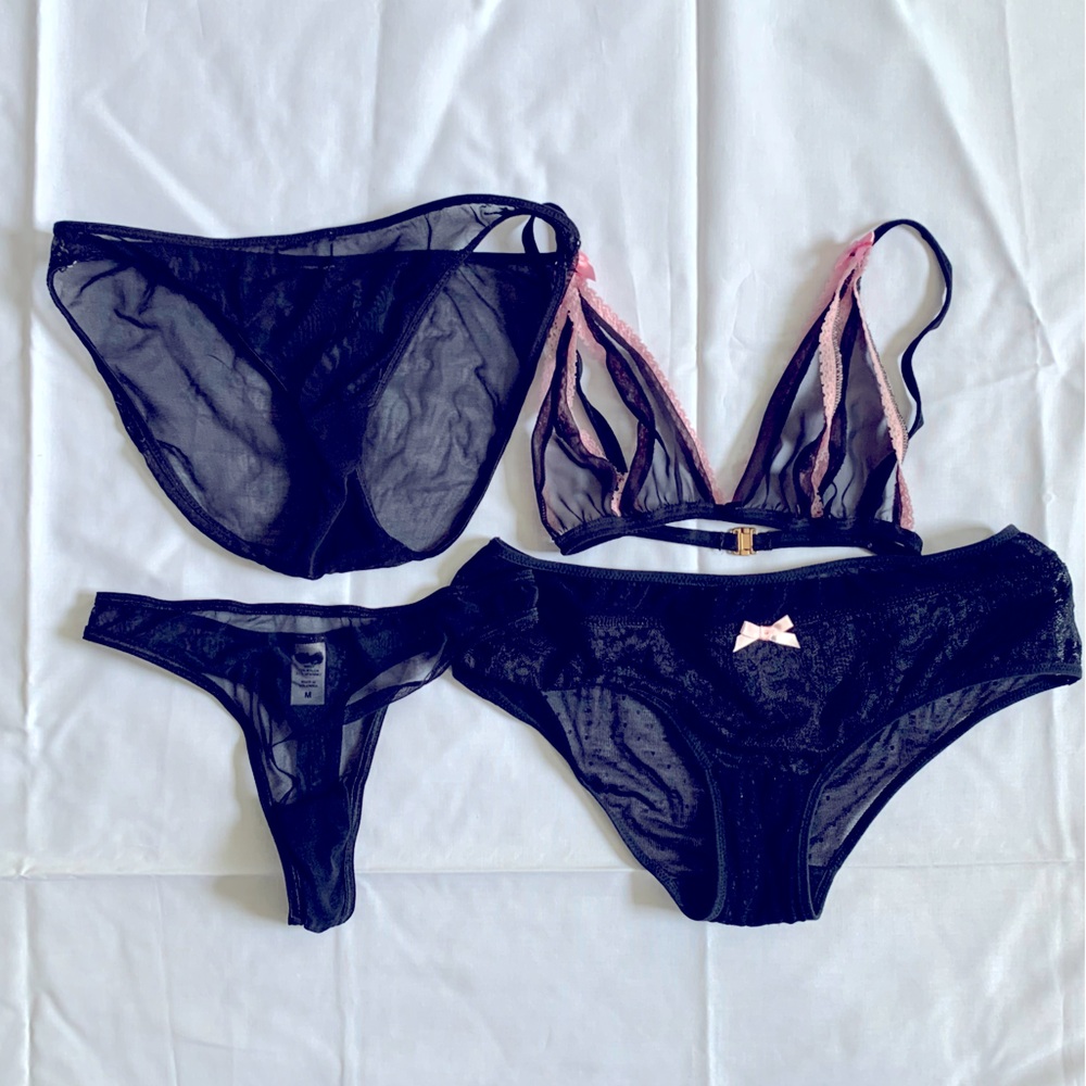 Sheer bra and panty set. Lot of 4.